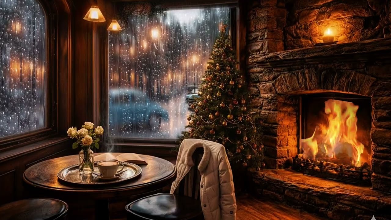 Rain Outside, Fire Inside ☕🔥 (No Music) | Stillhour Café – Cozy Rain & Fireplace Ambience