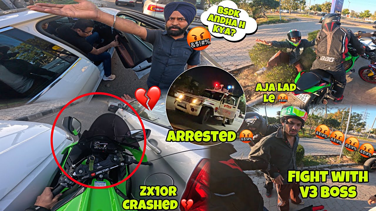 I crashed My Zx10R 💔 || Worst day ever 🤬 || police aa gaye arrest krne 😭 || fight with v3 boss 😭
