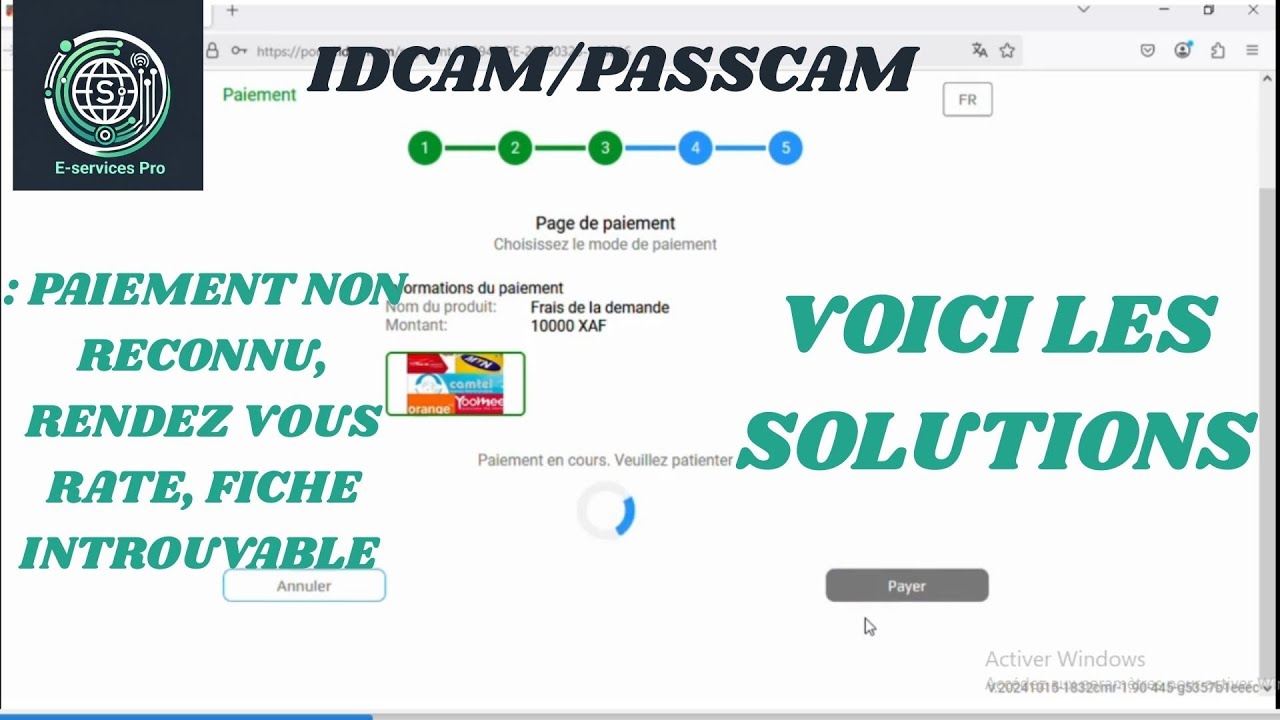 IDCAM/PASSCAM : PAIEMENT NON RECONNU, RENDEZ VOUS RATE, FICHE INTROUVABLE  VOICI LES SOLUTIONS