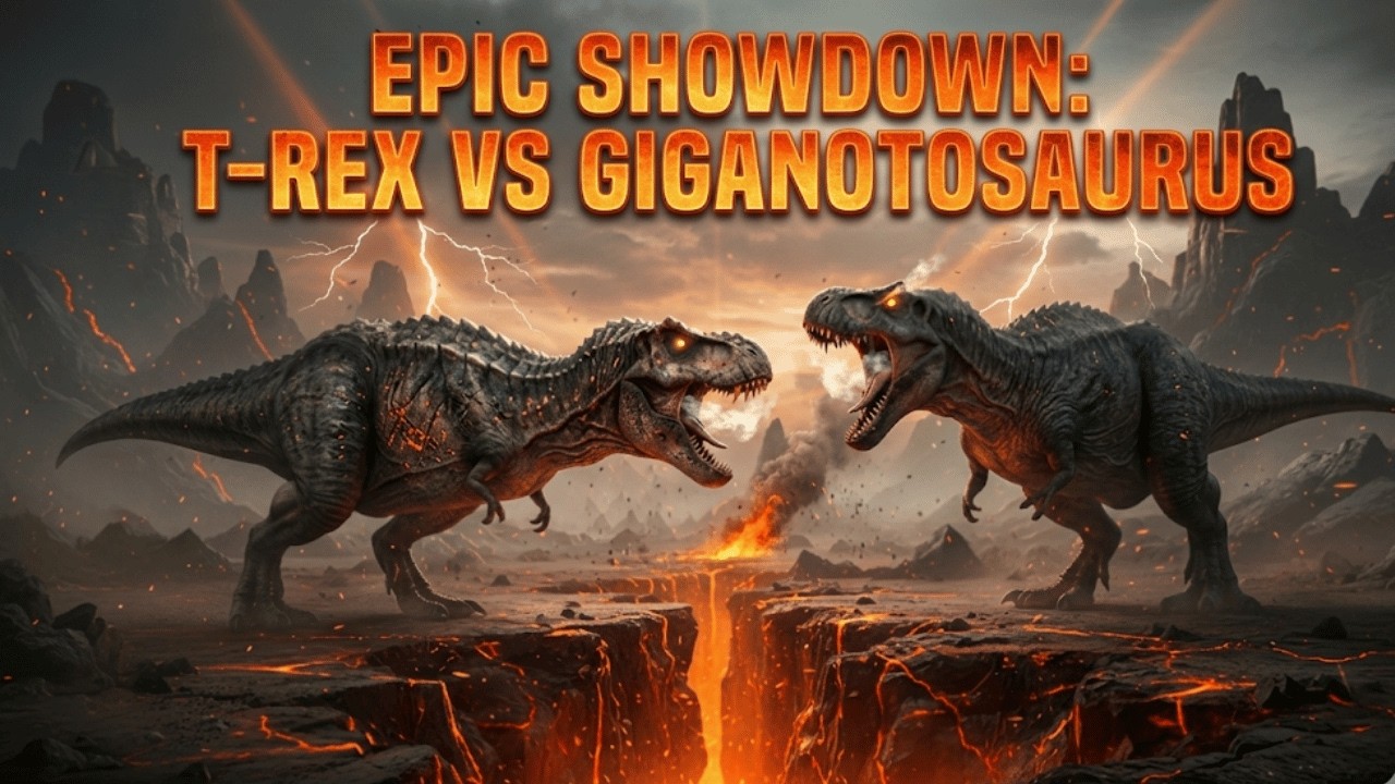 8K Epic Showdown: Giganotosaurus vs T-Rex - South American King Clashes with North American King