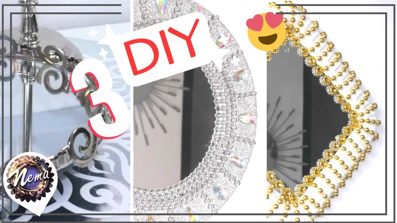 3DIY/صنع صينية مرآة و 2 👌مرايا كيوت