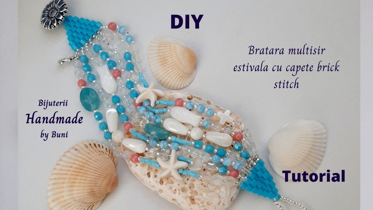 DIY o Bratara Multisir estivala cu capete brick stitch/ multi-strand brick stitch summer bracelet