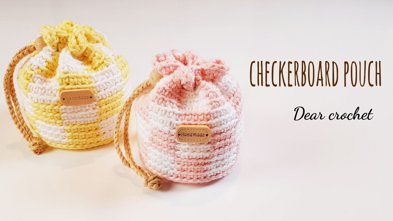 [코바늘 파우치]귀여운 체커보드 파우치 만들기(Crochet CheckerBoard pouch)