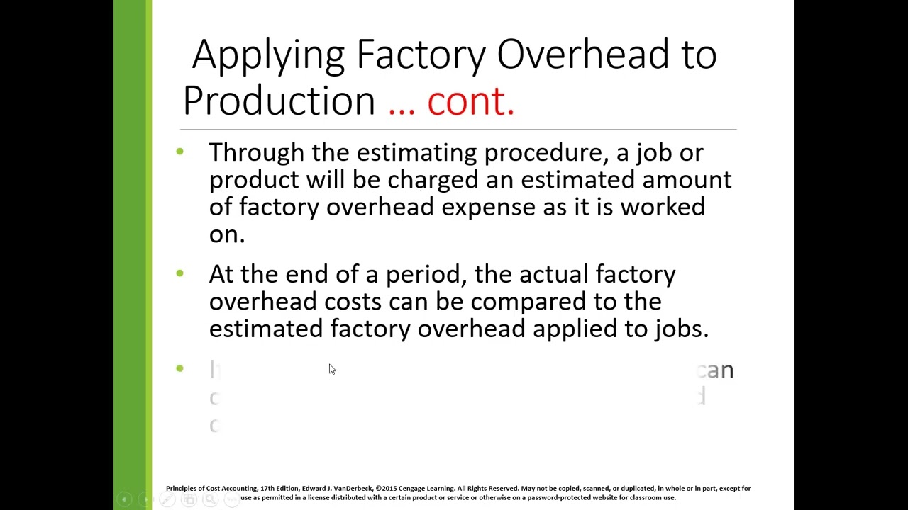 Casharka 16aad Applying Factory Overhead to Production Chapter 4 Cost Acc