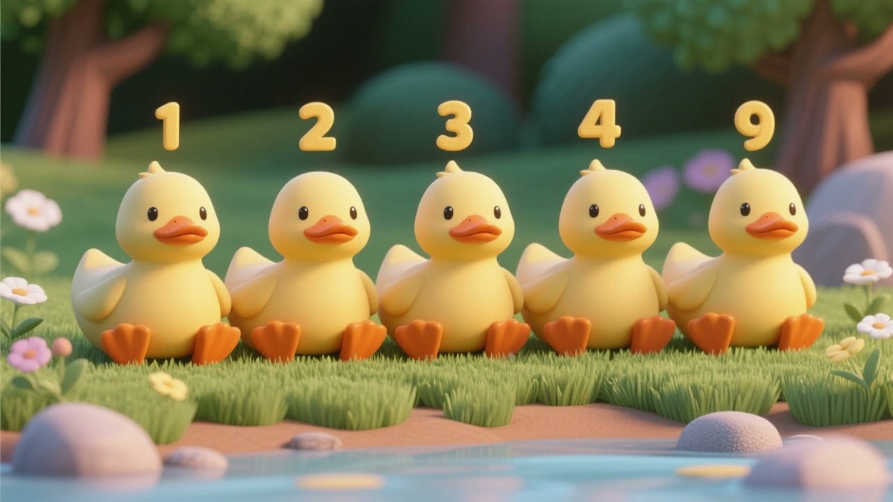 🦆🔢🎵 5 Patitos Contando Tranquilamente | Canciones Infantiles y Rimas para Niños