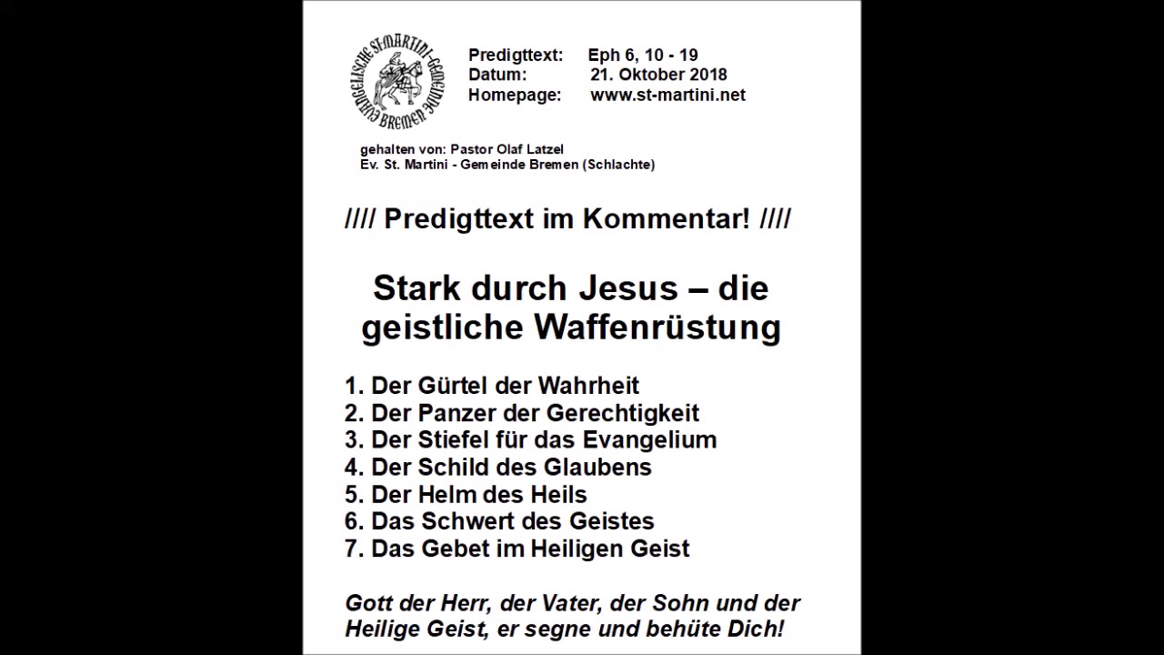 21.10.2018 - Stark durch Jesus – die geistliche Waffenrüstung