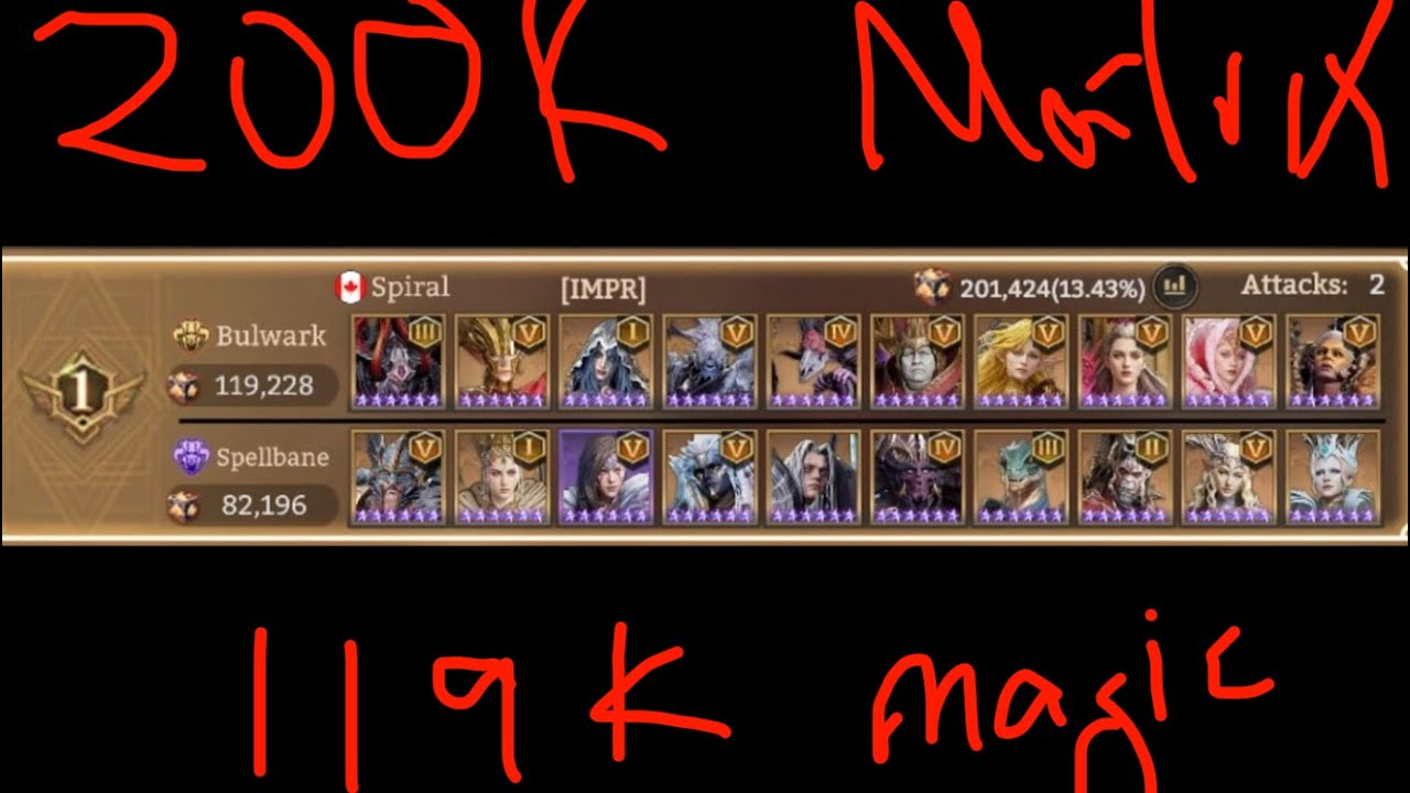 WOR Matrix 200k, 119k Bulwark magic, GUIDE IN DESCRIPTION. watcher of realms