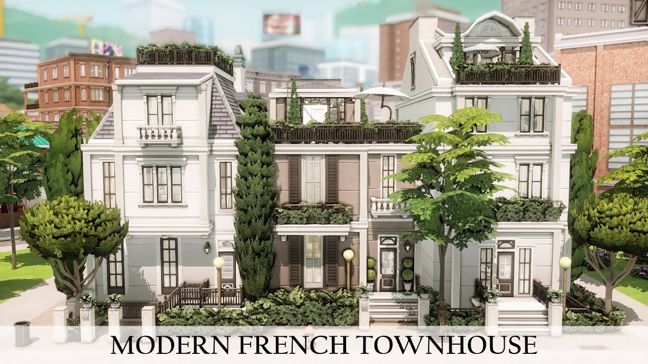 Modern French Townhouse for rent | Stop motion speed build | No cc | The Sims 4