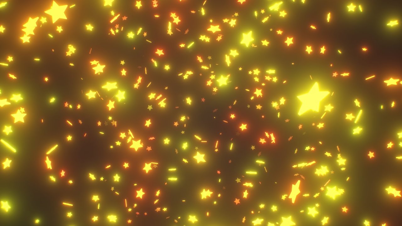 Spinning Bright Glowing Yellow 3D Dizzy Stars Flying Fast At Camera 4K VJ Loop Motion Background