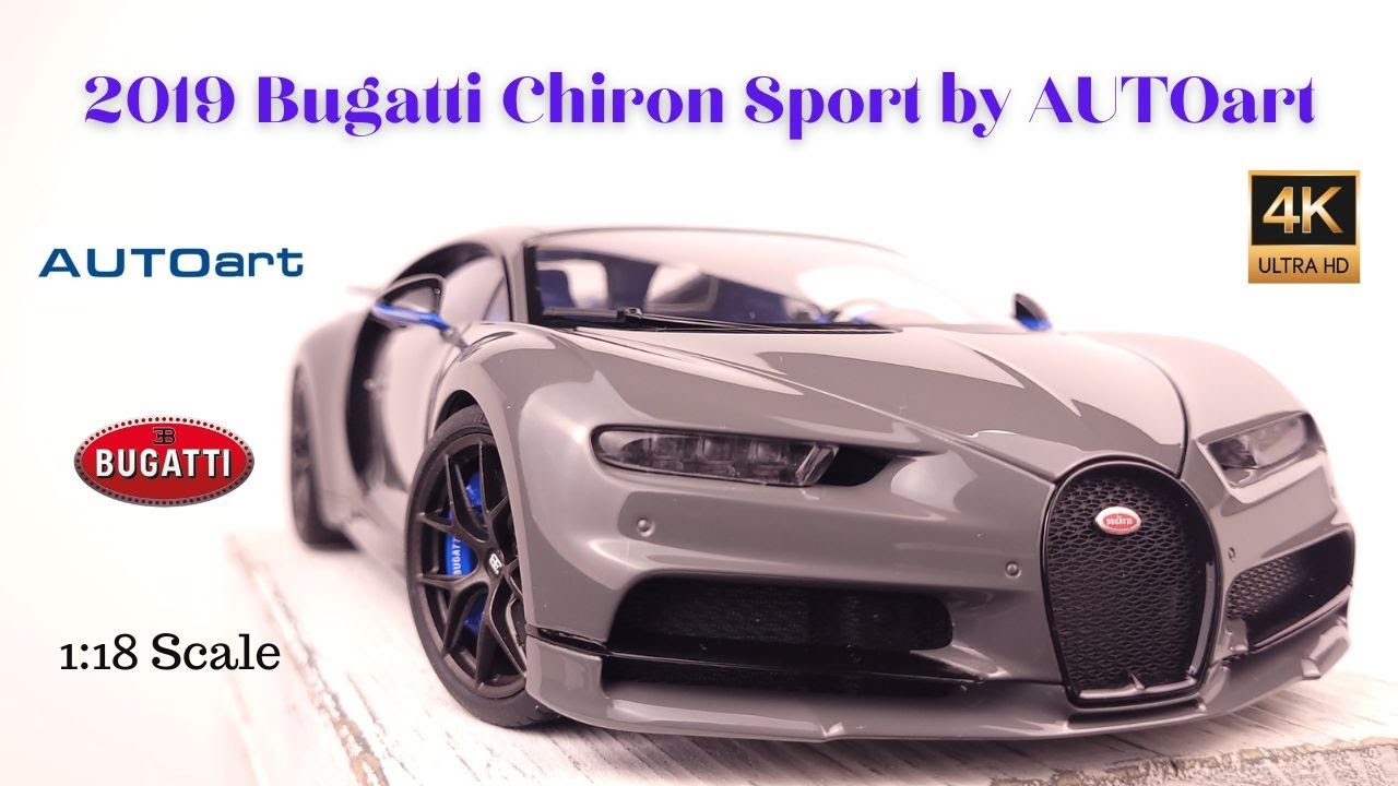 2019 Bugatti Chiron Sport by AUTOart. Colour Jet Grey. 1:18 Scale - 4K