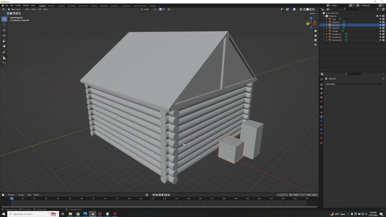 Busting Into Blender - Making an easy & Full Dimensional Cabin In Blender