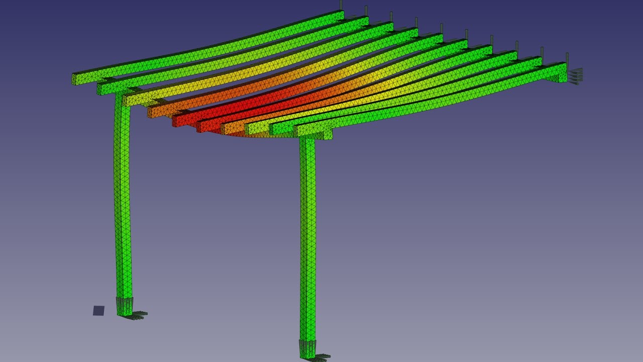 FreeCAD FEM Tutorial Self-Weight Analyse eines Carports