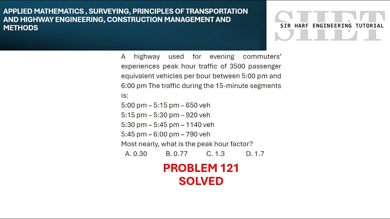 MSTC Refresher 121: Calculation of Peak Hour Factor (PHF)