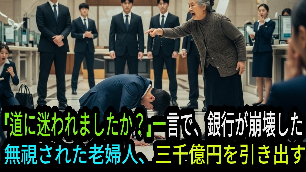 道に迷ったおばあさん、日本最大の銀行をぶっ壊した。―三千億円引き出し事件―#スカッと #大逆転 #銀行員 #差別 #3000億円 #高齢者 #ボロい服 #株主総会 #土下座 #感動実話