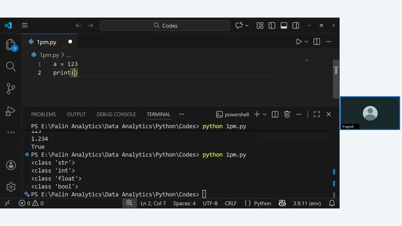 Python 1 PM Batch Data Types & Type Conversion Training : Session 3