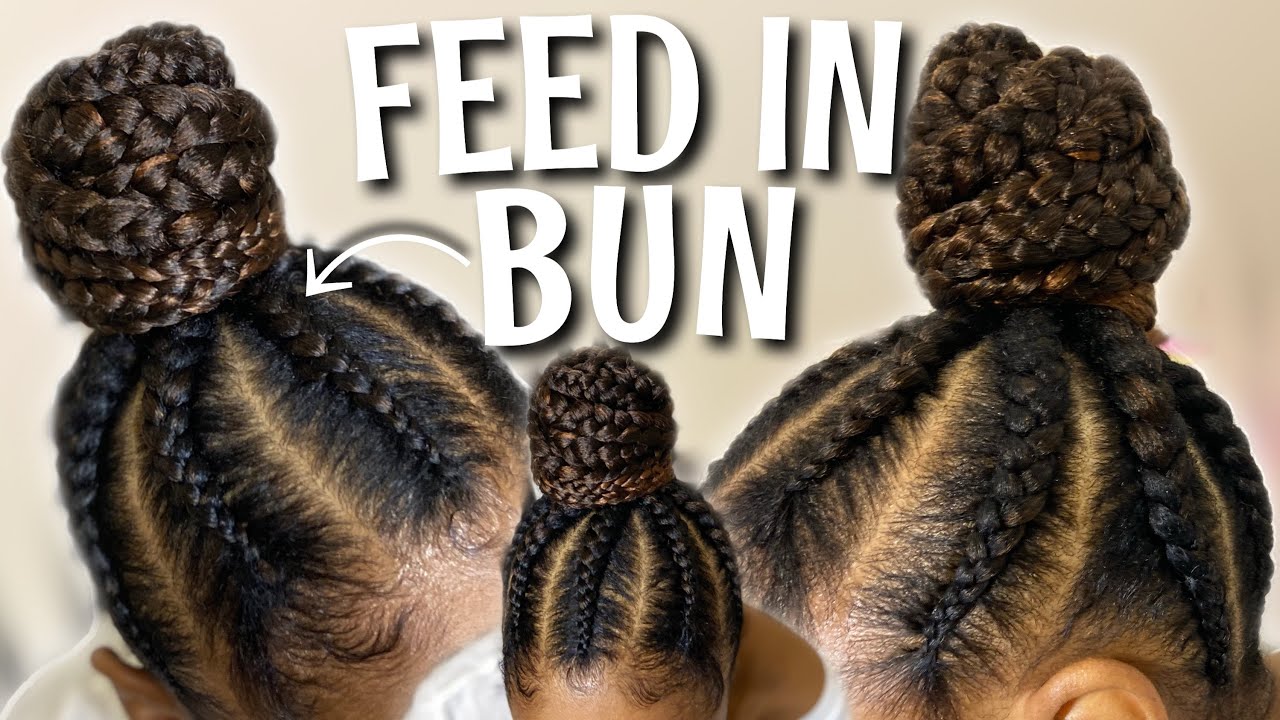 LARGE FEED IN BUN in 2020 | PRE PARTING METHOD💡Braiding my moms stay home braids