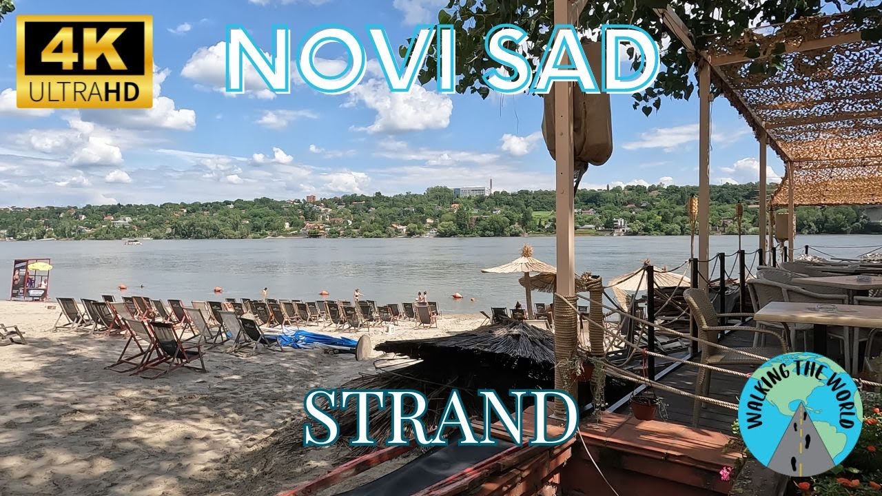 Novi Sad Strand 4k walking tour video July in Novi Sad Serbia
