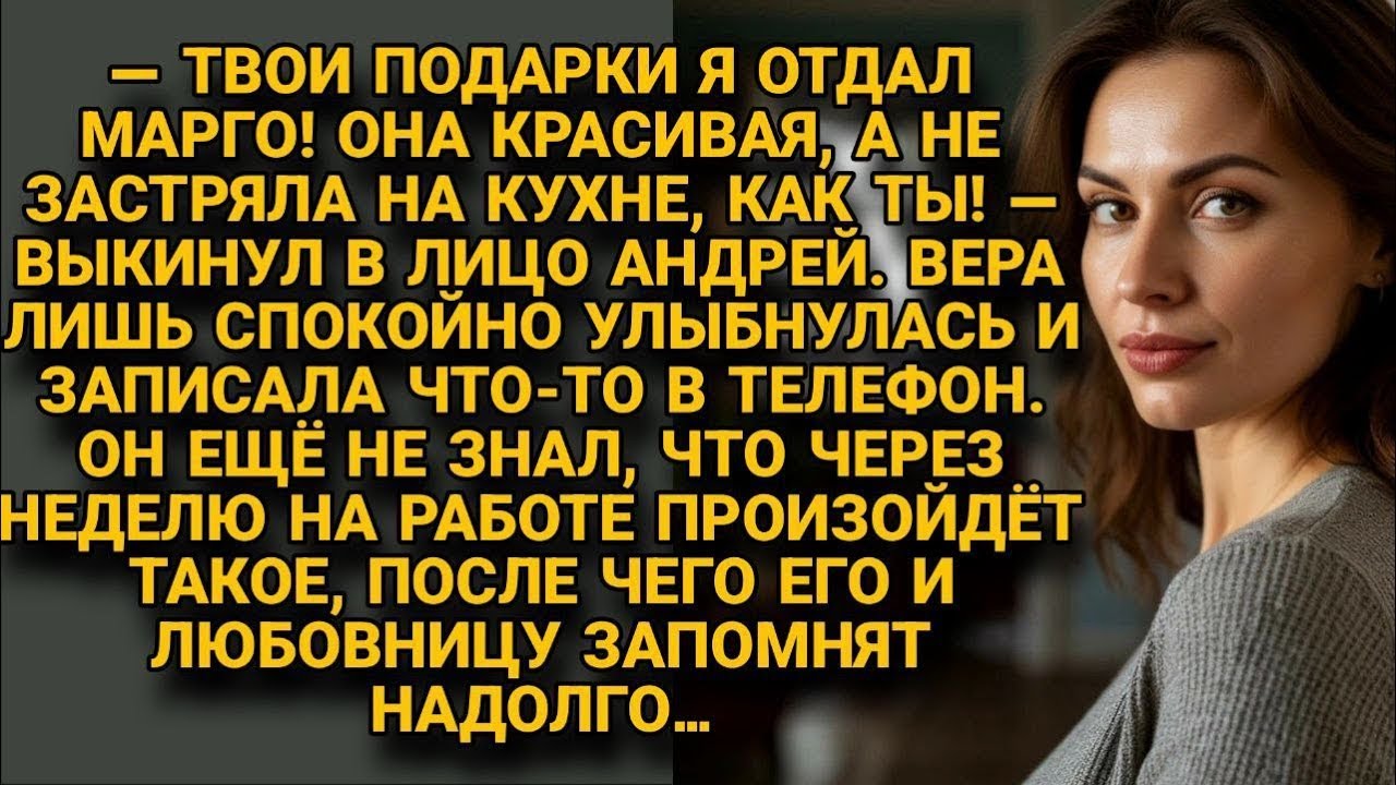 Муж отдал подарки жены любовнице Марго, но запись в телефоне всё изменила через неделю...
