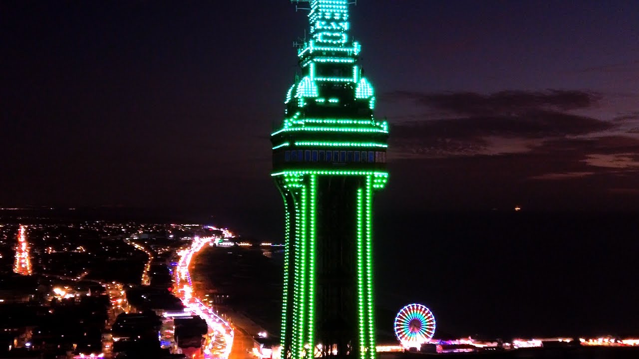 Blackpool illuminatons Tower Golden Mile Drone DJI Mini 3 2024