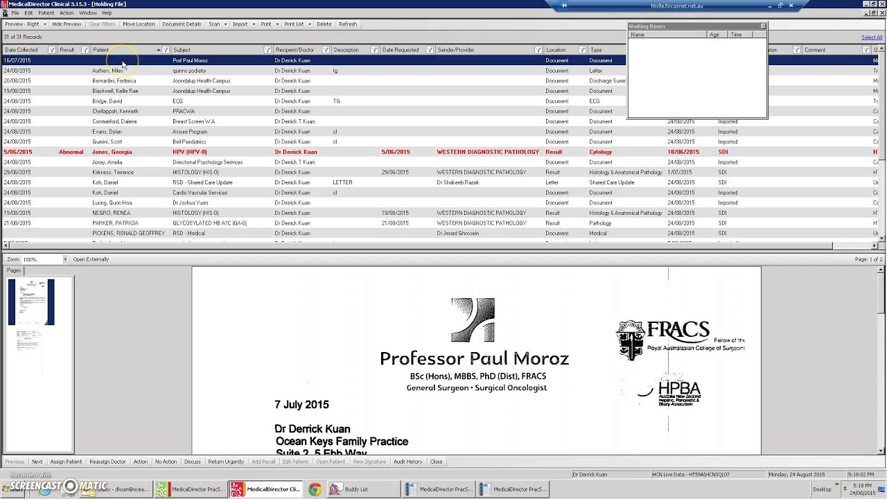 Medical Director - Checking Results