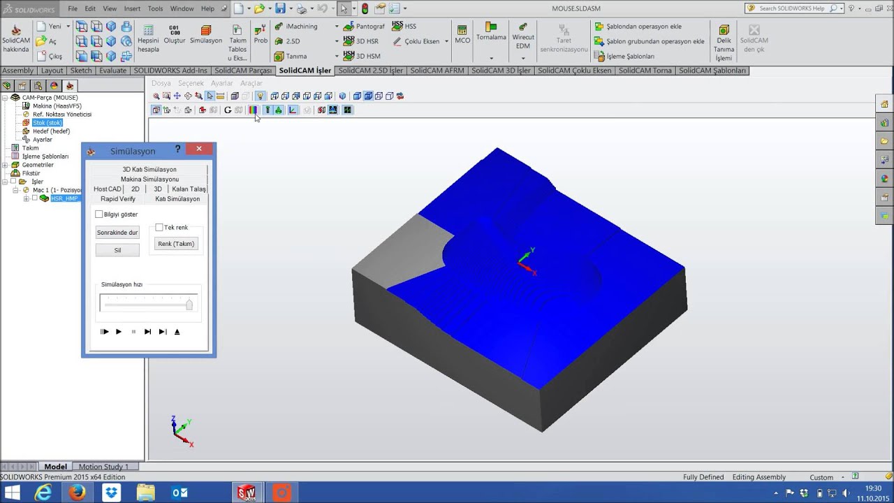 Solidcam HSR HSM Modülü ile 3 eksen işleme \ Serkan KANDIR