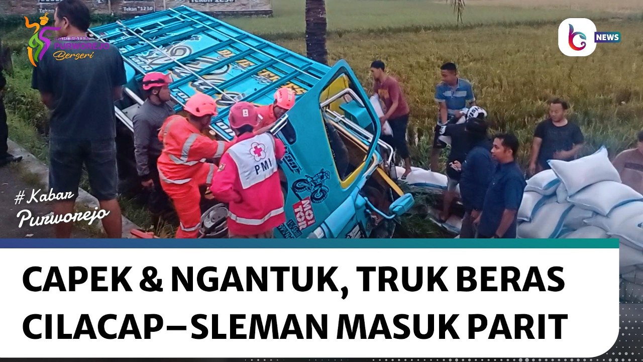 Truk Tercebur ke Parit di Bagelen, Sopir Terjepit Berhasil Dievakuasi Tim Gabungan