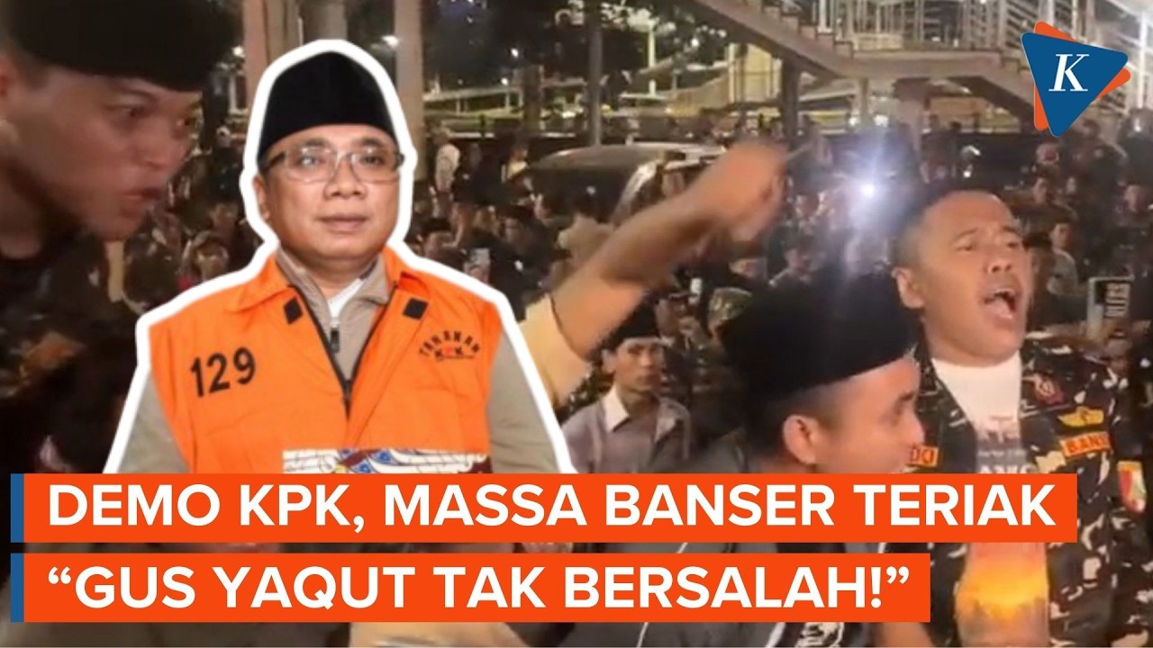 Lihat Yaqut Berompi Oranye KPK, Massa Banser Teriak 