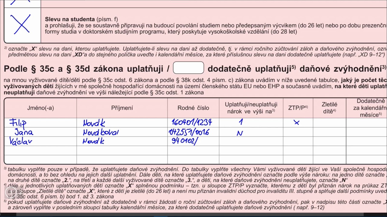 Prohlášení poplatníka daně z příjmu fyzických osob ze závislé činnosti na rok 2018