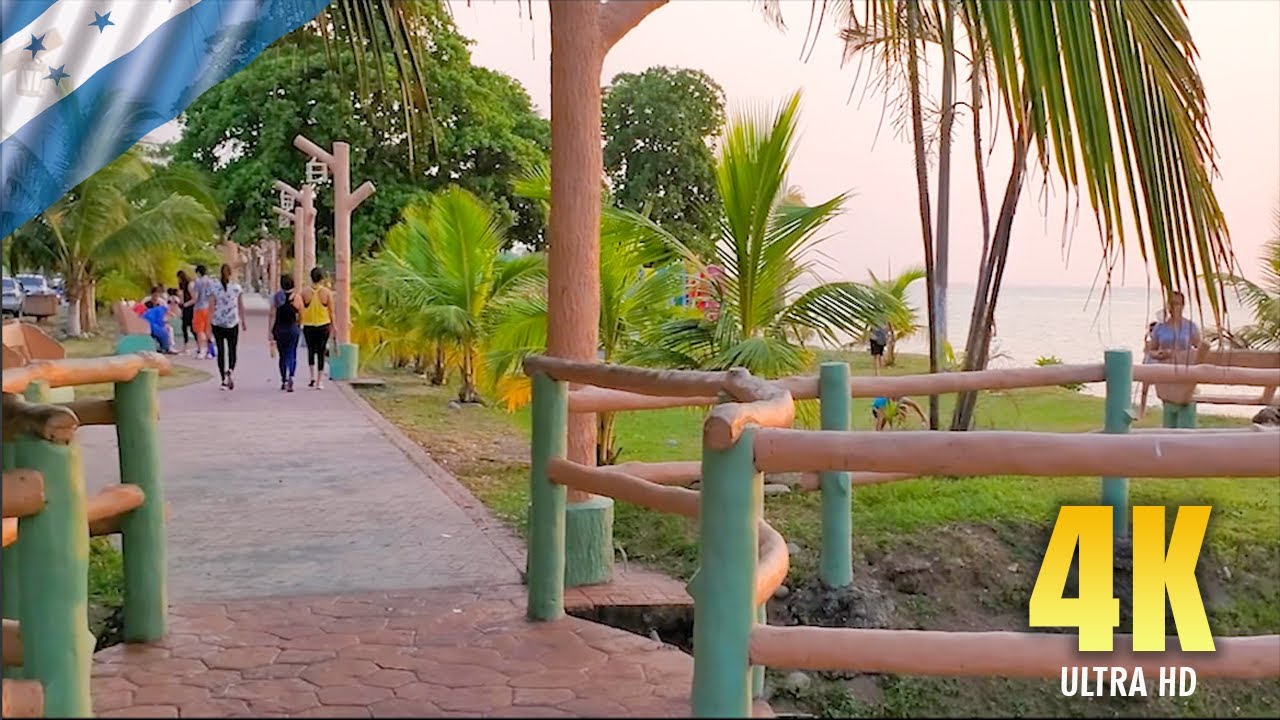 [4K] Paseo De Los Ceibeños | Virtual Walking Tour | La Ceiba, Atlántida, Honduras 🇭🇳🏖️🌴
