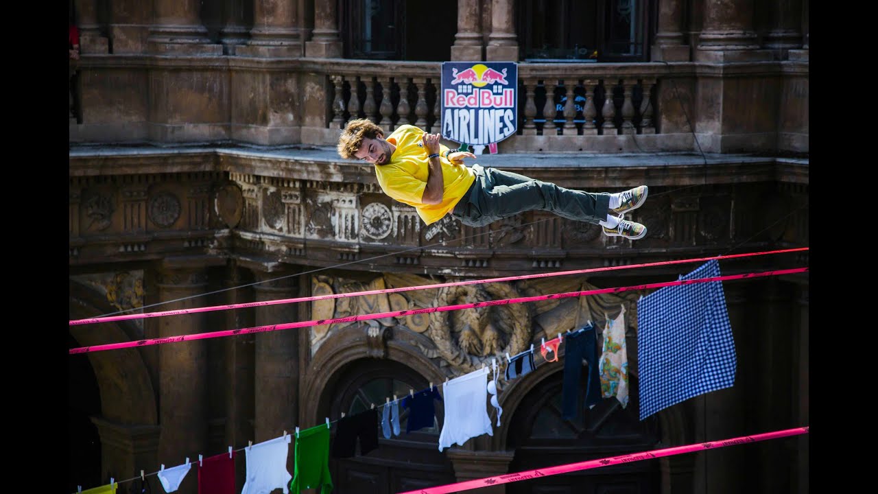 Slackline Tricks above the Streets of Italy - Red Bull Airlines 2014