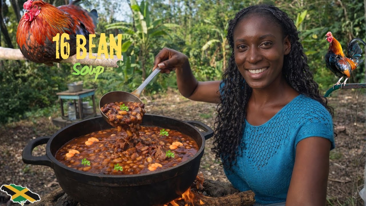 When Life Was Simple… Jamaican 16-Bean Soup on a Wood Fire 🔥“TASTE OF HOME ❤️” 🇯🇲
