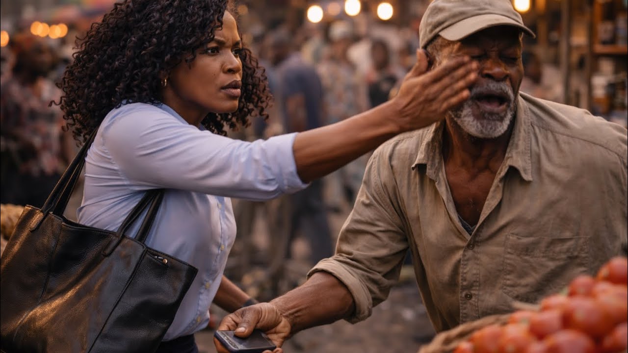 A young Woman Slaps A poor Man In The Market_Unaware He Is A Secret Billionaire.    #storytime.   