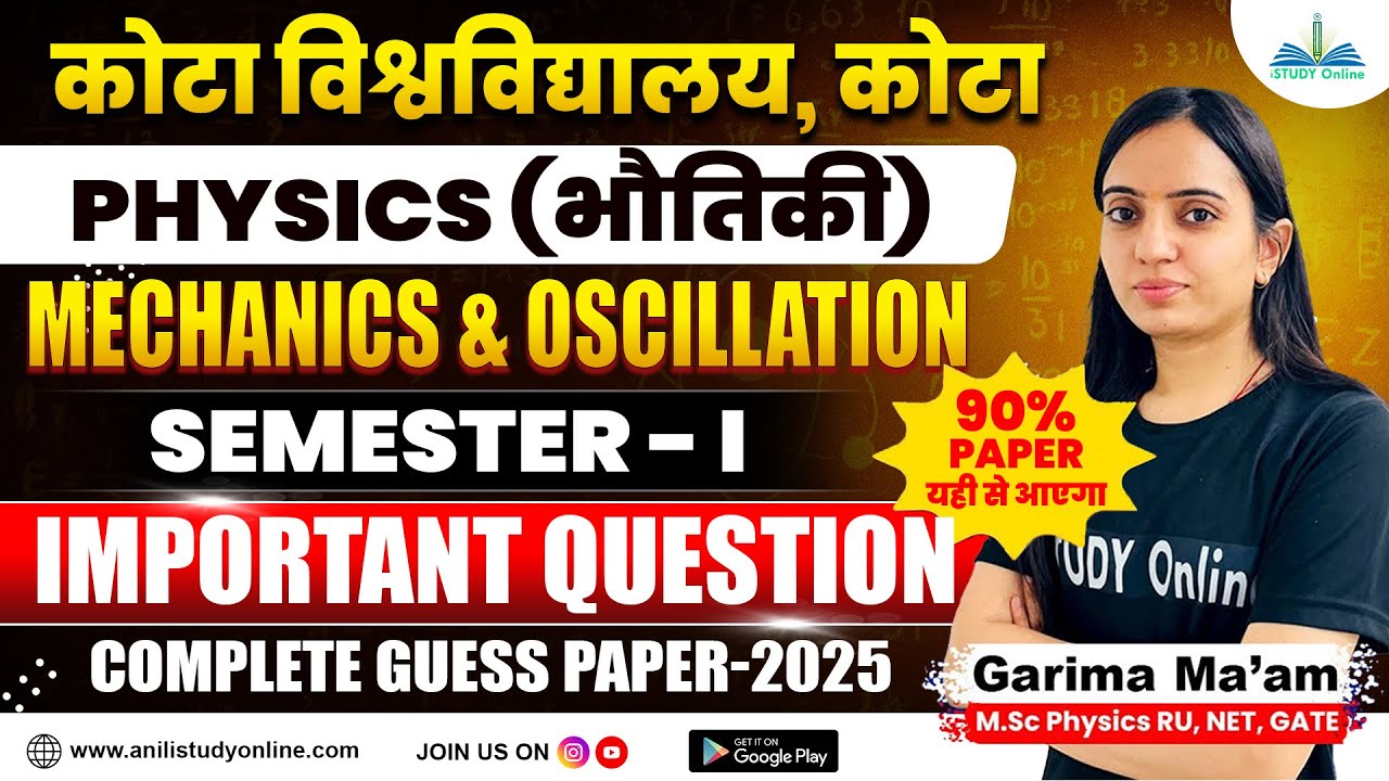 Kota University BSc 1st Semester Physics Important Questions | Exam Oriented | Full Exam Preparation
