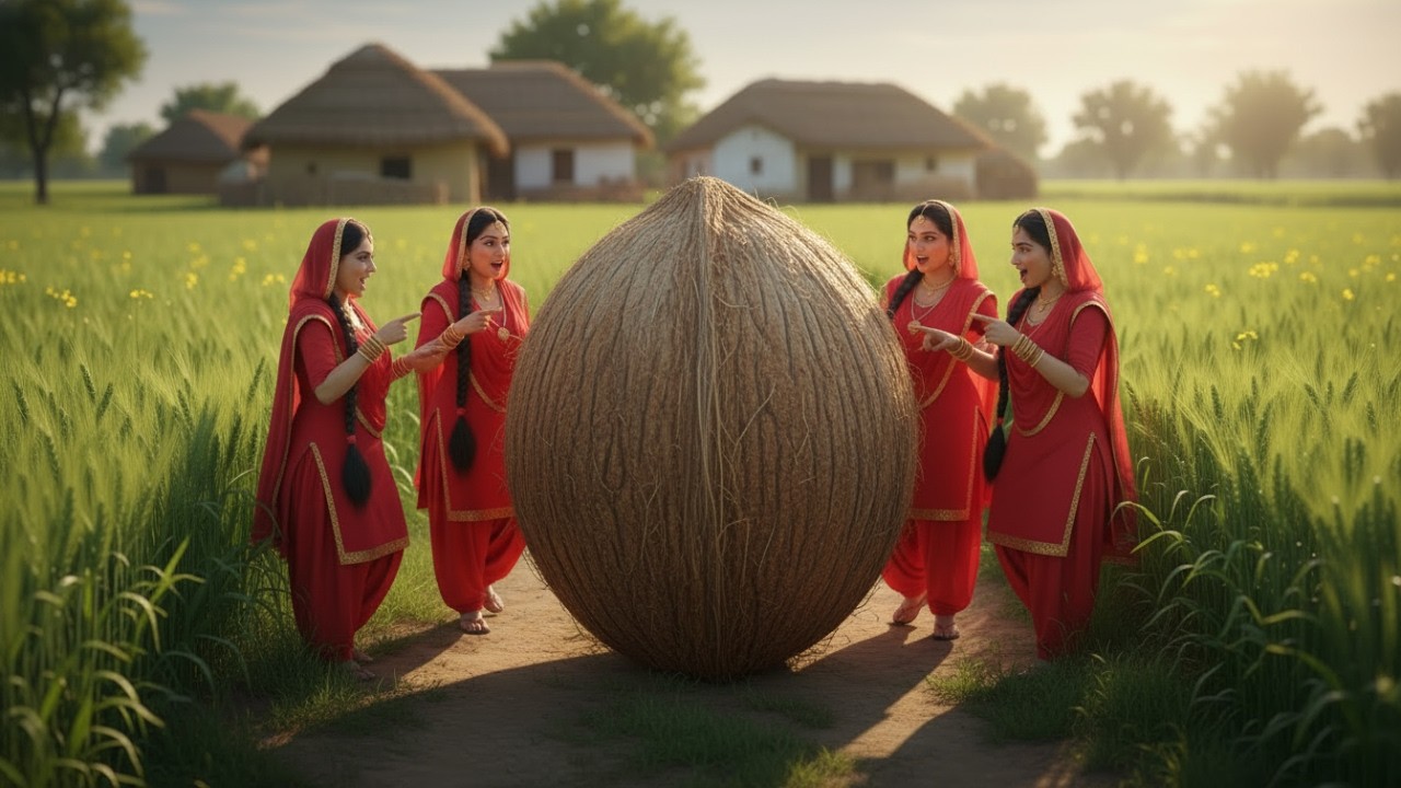 Tiny Punjabi Women Cook GIANT Coconut Sweet 😱 | Village Cooking ASMR