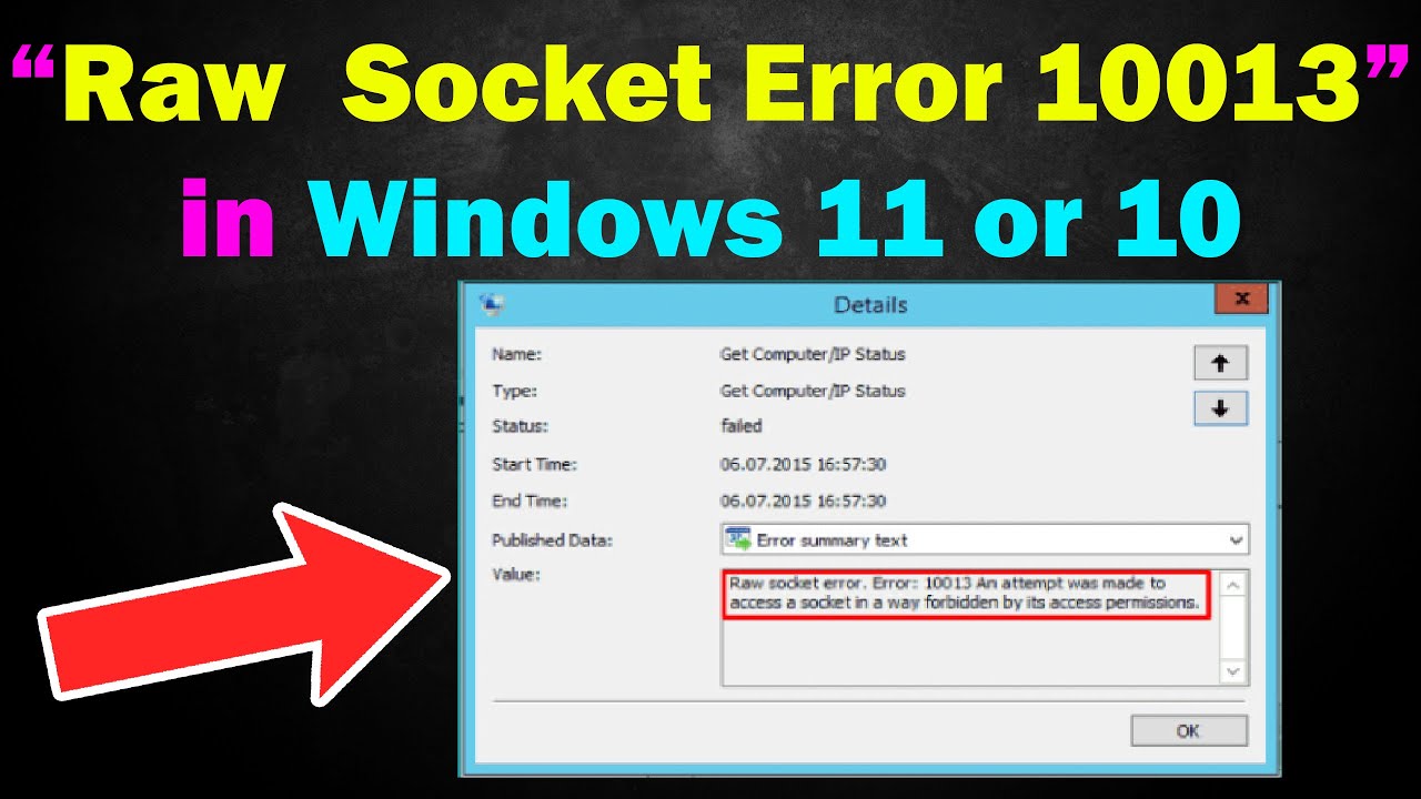 How Fix Raw Socket Error 10013 in Windows 10 or 11