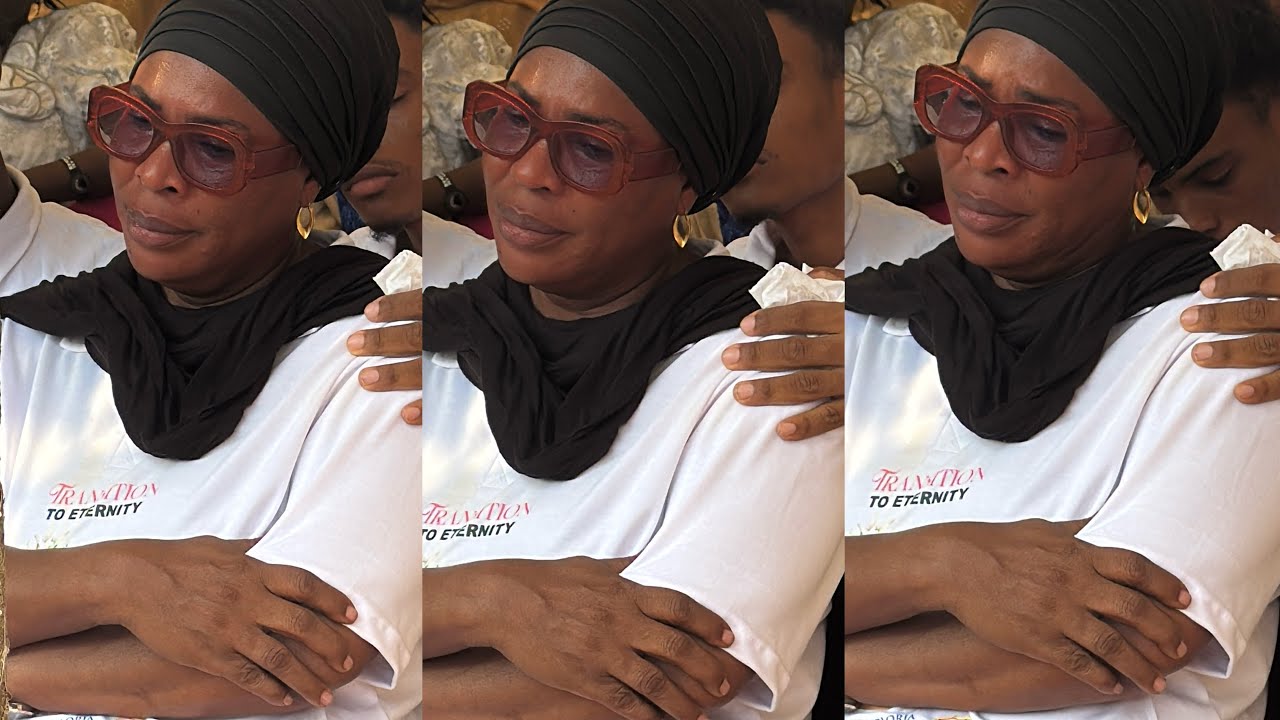 FAITHIA BALOGUN BREAKS DOWN AT HER MOTHER’S WAKE KEEP SERVICE 