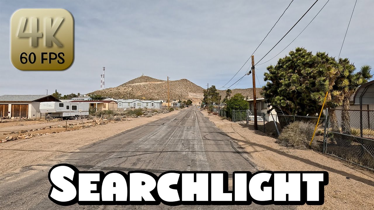 Driving Around Desert Town Searchlight, Nevada in 4k Video