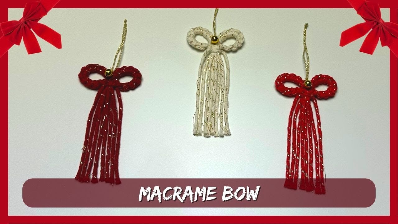 DIY Easy Macrame Bow Tutorial  | Christmas ornament, Natal