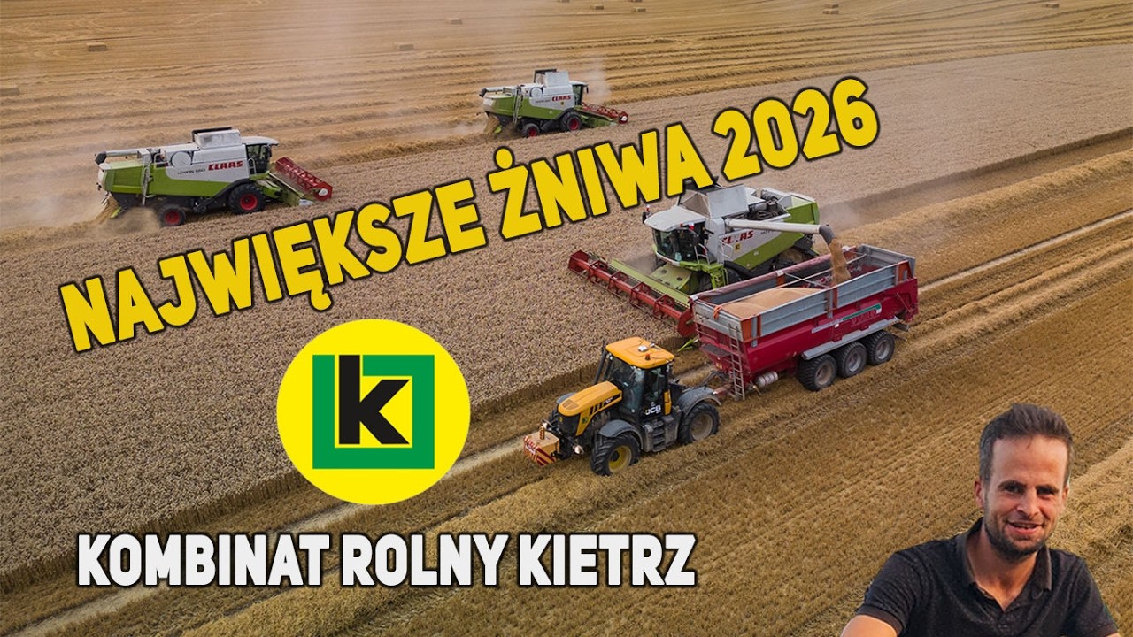 Największe żniwa 2026 w Kombinacie Rolnym Kietrz 14 kombajn&oacute;w Claas Lexion 4000ha zb&oacute;ż Vlog