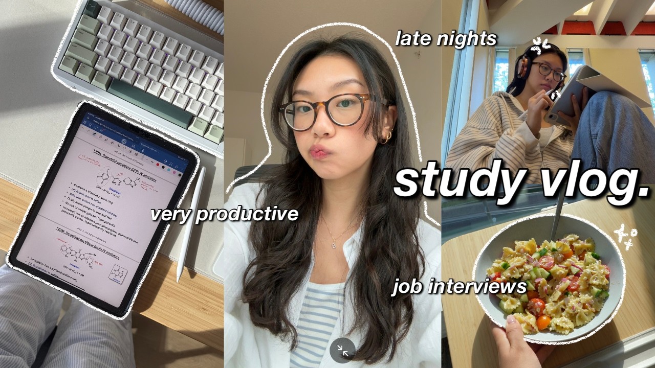 study vlog | VERY productive days in my life in pharmacy school, midterm studying & job interviews