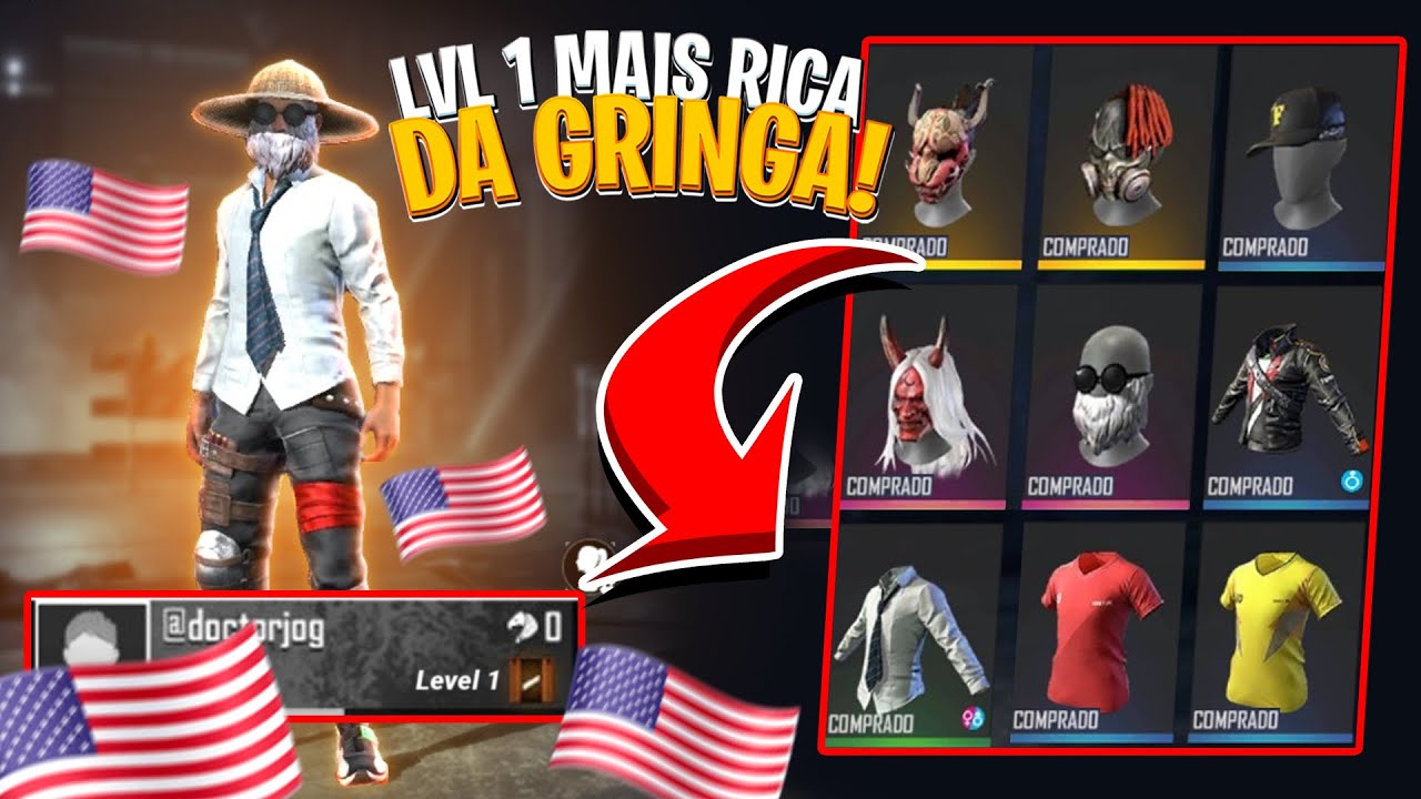 GEMANDO UMA CONTA LV 1 NA GRINGA!!! SÓ SKIN EXCLUSIVA