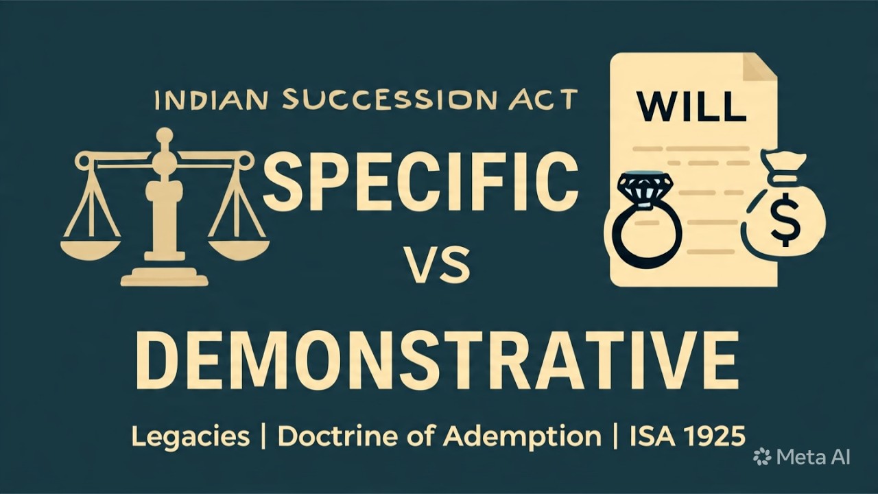 Specific & Demonstrative Legacies | Doctrine of Ademption | Indian Succession Act 1925