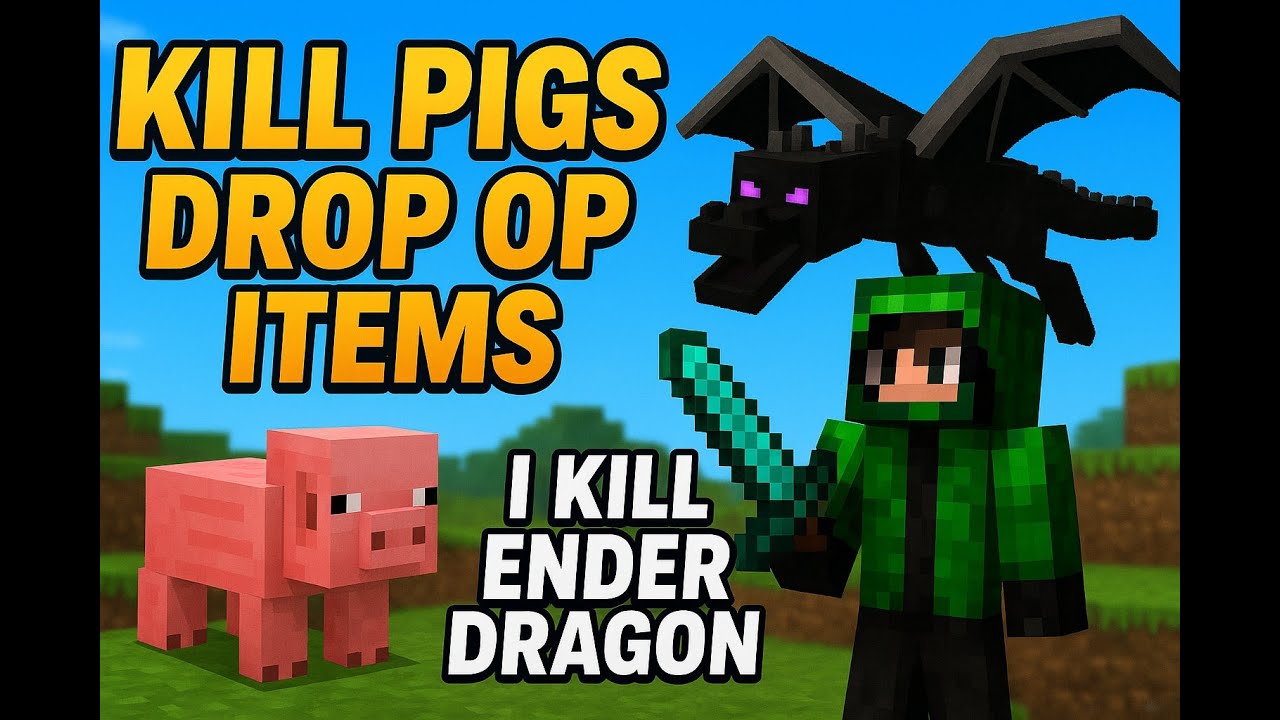 kill pigs drop op items (I kill ender dragon)