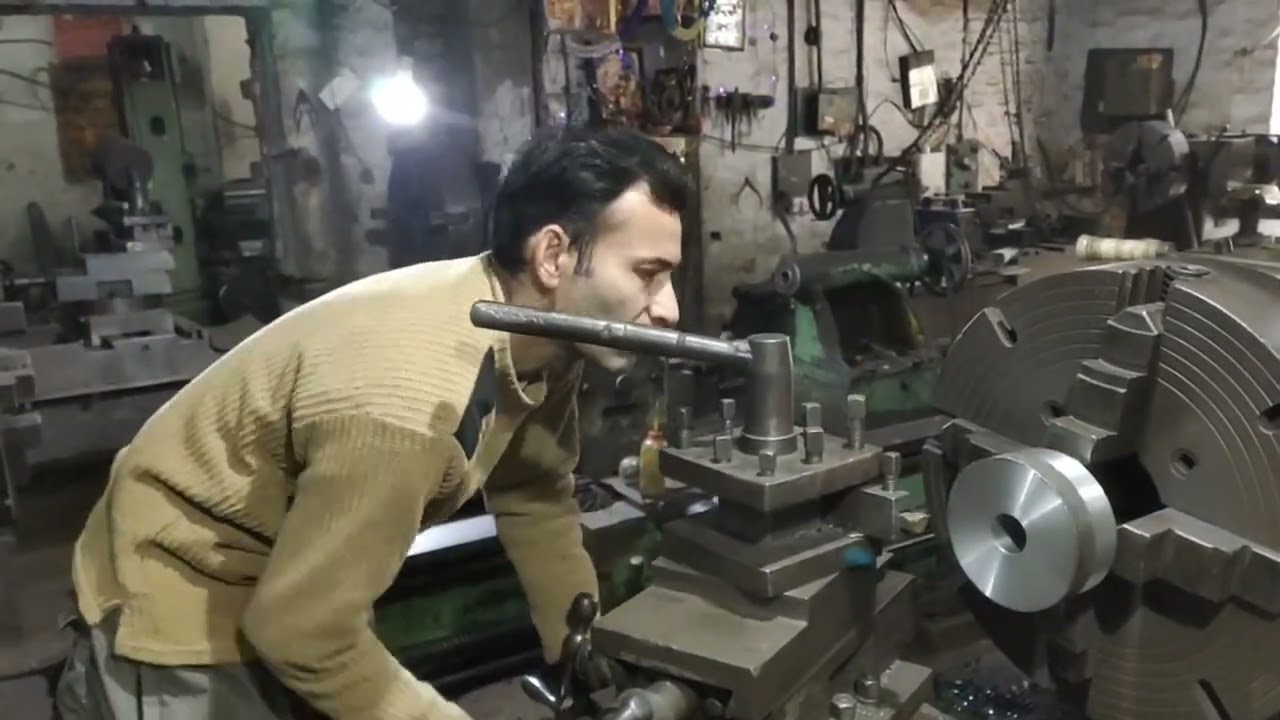 Bevel pinion turning on lathe