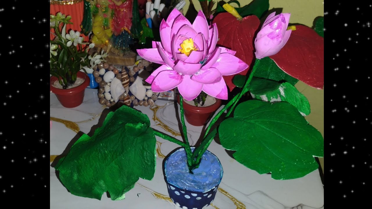  Artificial lotus plant Craft design ideas 🥰✨❤️#diy#music#videos✨❤️✨