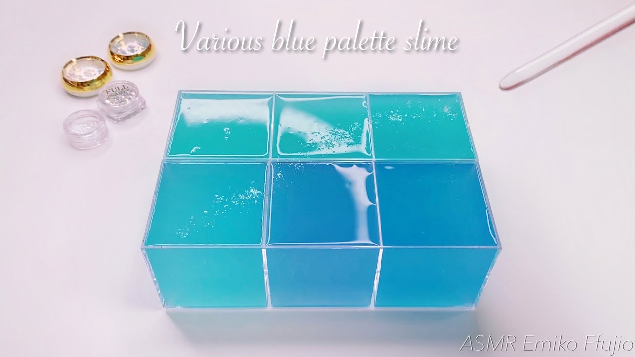 【ASMR】💎ブルー系クリアパレットスライム🧊【音フェチ】Various blue palette slime 다양한 블루 팔레트 슬라임