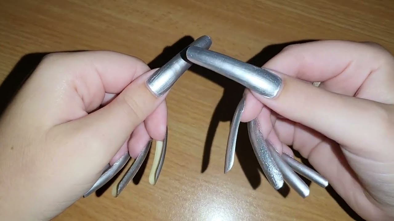 ASMR TAPPING NATURAL LONG SILVER NAILS 💅🏼