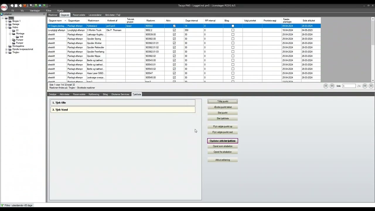 Guide PM5: Tjeklister Opgaver