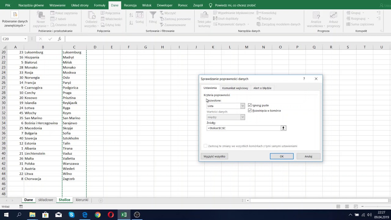 Excel - Baza danych. Funkcje: BD.ILE.REKORD&Oacute;W ; BD.SUMA;  BD.ŚREDNIA