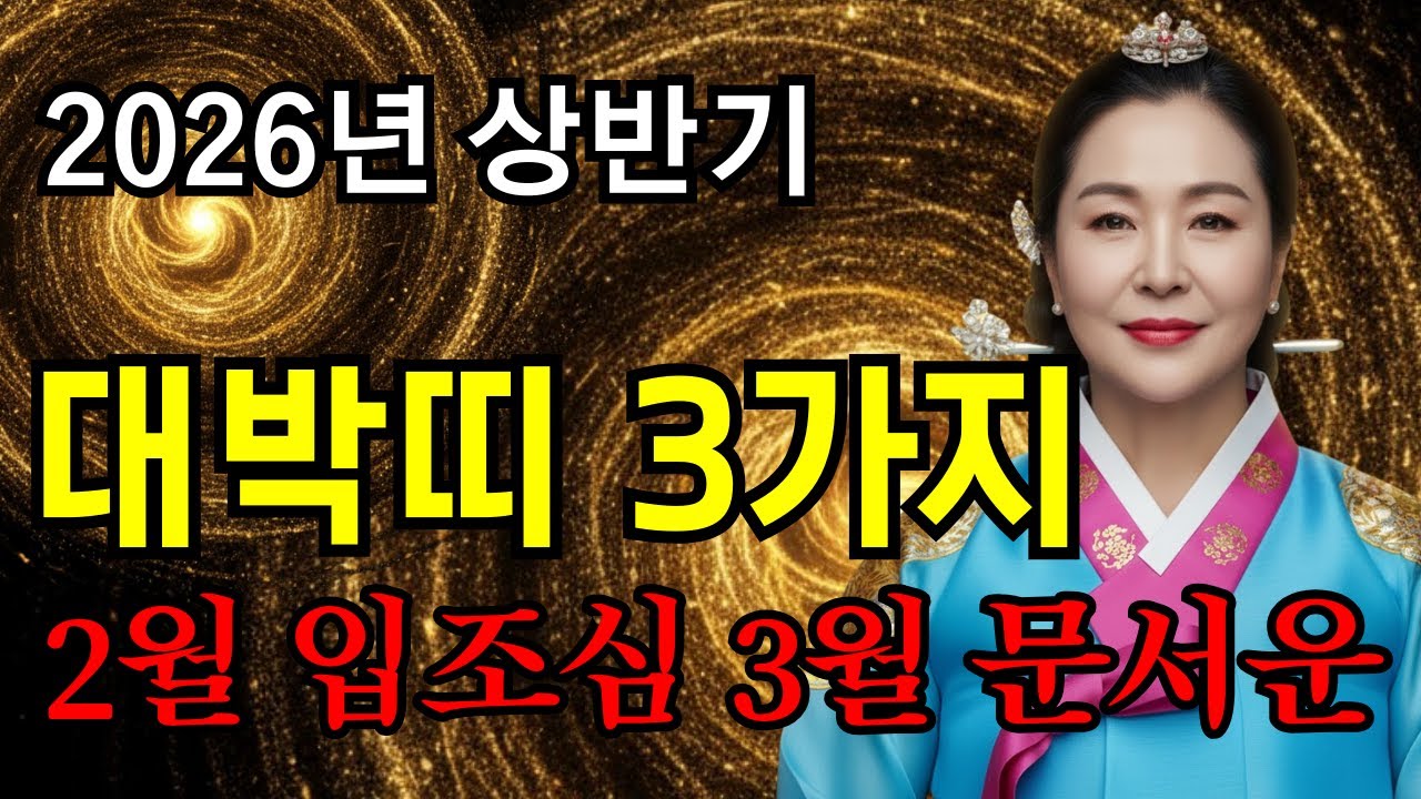 2026년 상반기, 벼락 부자 되는 띠 3가지! 2월, 3월, 4월 딱 정해드립니다